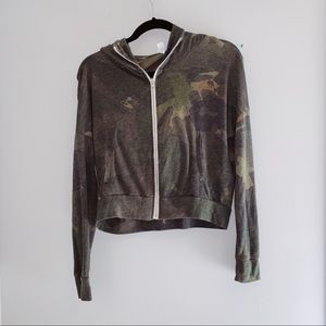Alternative apperal camo print zip up with hood